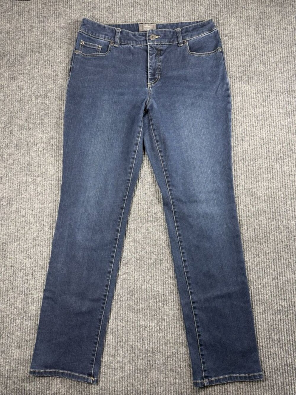 Chicos So Slimming Jeans Womens 10R/1.5R Blue Denim Straight Leg Medium Wash